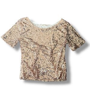 Rose Gold Sequin Short Sleeve Top